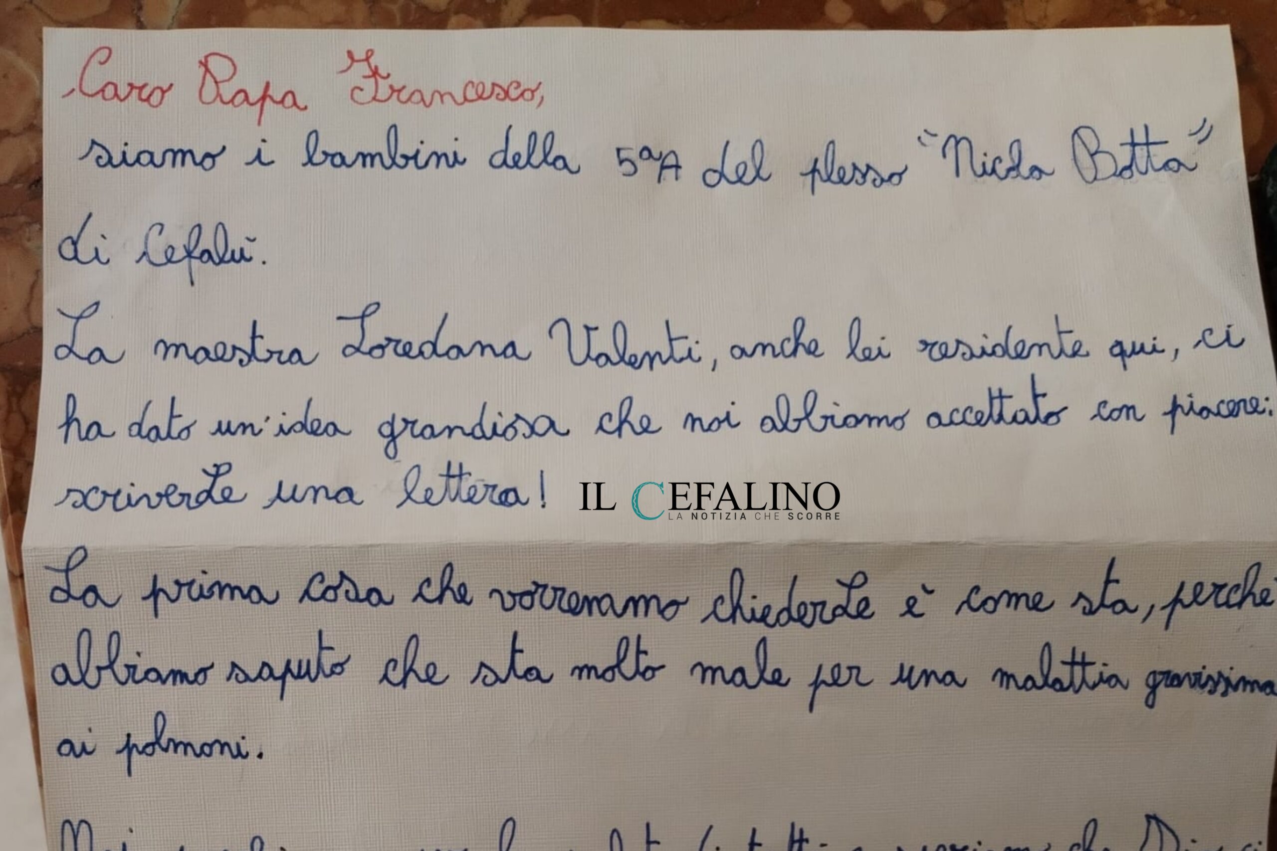 L’amore dei bambini del “Nicola Botta” di Cefalù per Papa Francesco: una lettera che scalda il cuore